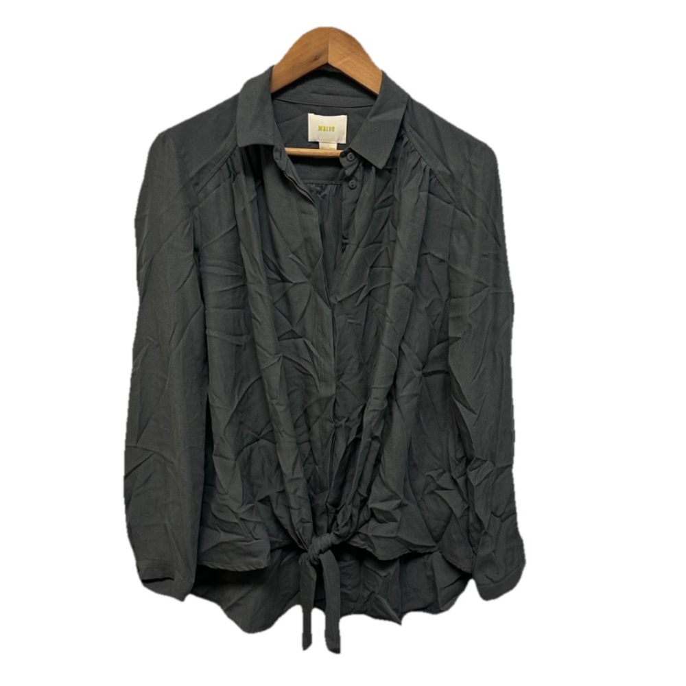Maeve By Anthropology Womens Button Up Long Sleeve Tie Front Top Sz Small Office